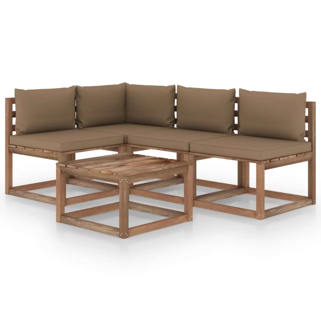 5-tlg. Garten-lounge-set Mit Taupe Kissen günstig online kaufen