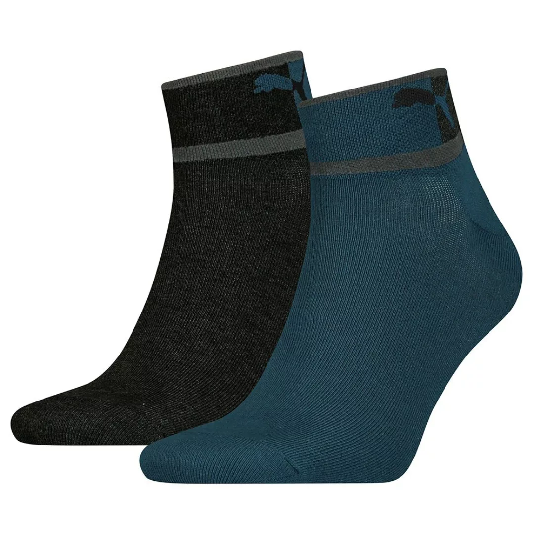Puma Blocked Logo Quarter Socken 2 Paare EU 43-46 Intense Blue / Grey Mélan günstig online kaufen