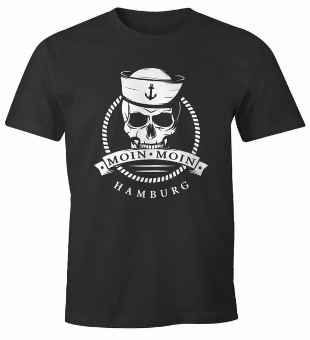 MoonWorks Print-Shirt Herren T-Shirt Totenkopf Matrose Anker Motiv Skull Em günstig online kaufen