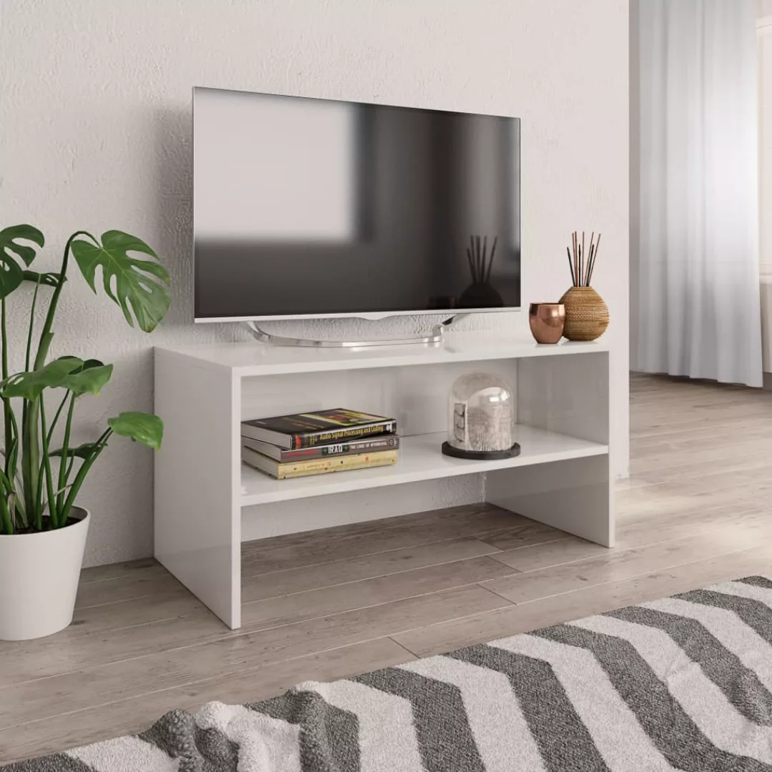 Tv-schrank Hochglanz-weiß 80 X 40 X 40 Cm Spanplatte günstig online kaufen