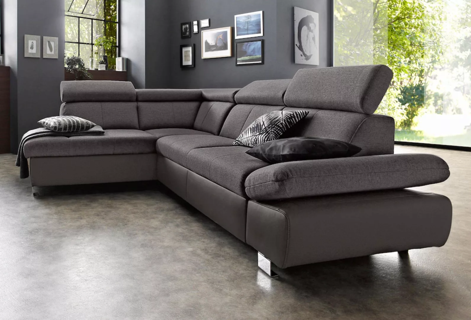 exxpo - sofa fashion Ecksofa "Happy, L-Form", mit Ottomane, wahlweise mit B günstig online kaufen