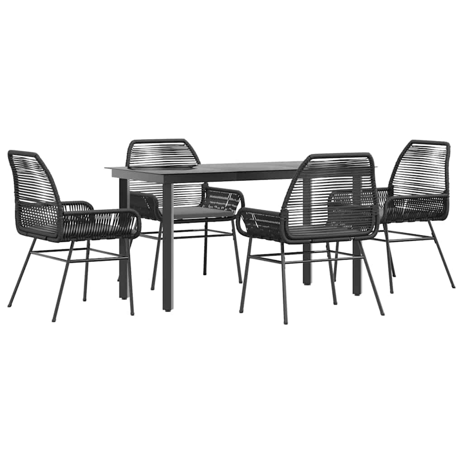 vidaXL 5-Tlg Garten-Essgruppe mit Kissen Schwarz Poly Rattan Glas 3334564 günstig online kaufen