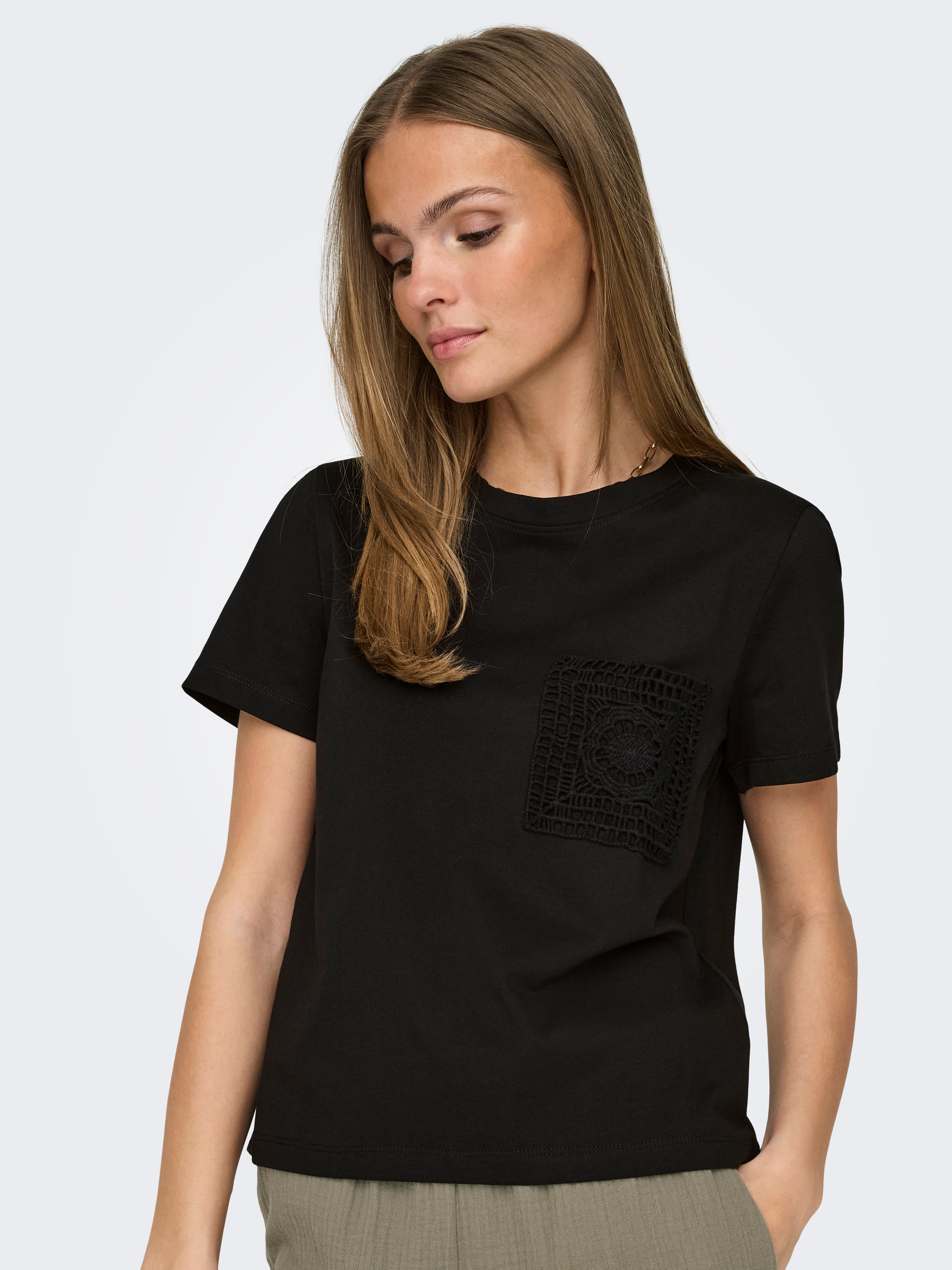 JDY Kurzarmshirt "JDYSELMA S/S CROCHET POCKET TOP JRS NOOS" günstig online kaufen