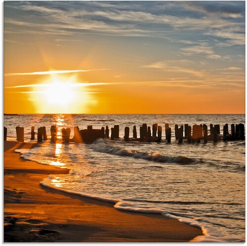 Artland Glasbild "Schöner Sonnenuntergang am Strand", Strand, (1 St.), in v günstig online kaufen