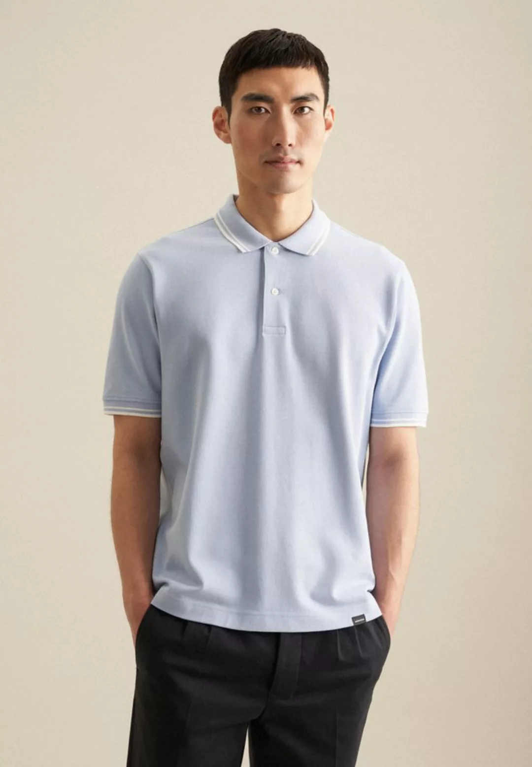 seidensticker T-Shirt "Regular", Kurzarm Kragen Streifen platziert günstig online kaufen