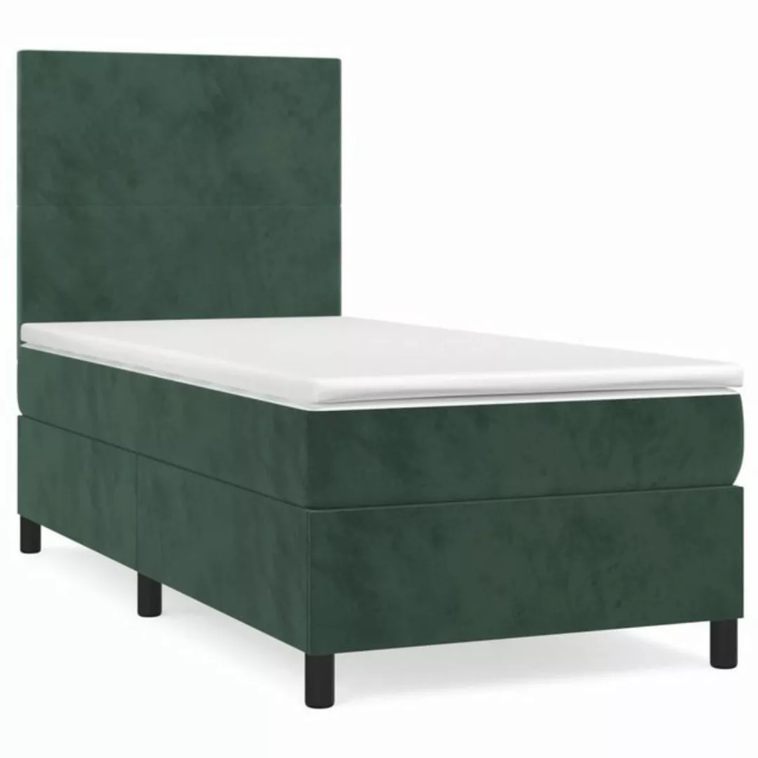 vidaXL Boxspringbett Boxspringbett mit Matratze Dunkelgrün 90x190 cm Samt B günstig online kaufen