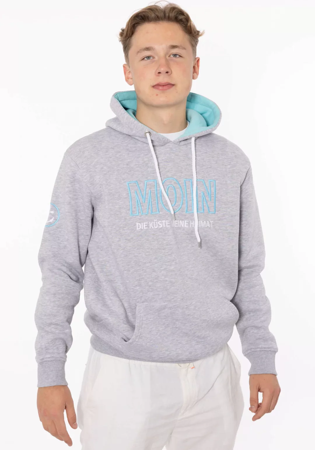 Zwillingsherz Hoodie ""Moin"", mit gesticktem Schriftzug und Ankermotiv am günstig online kaufen