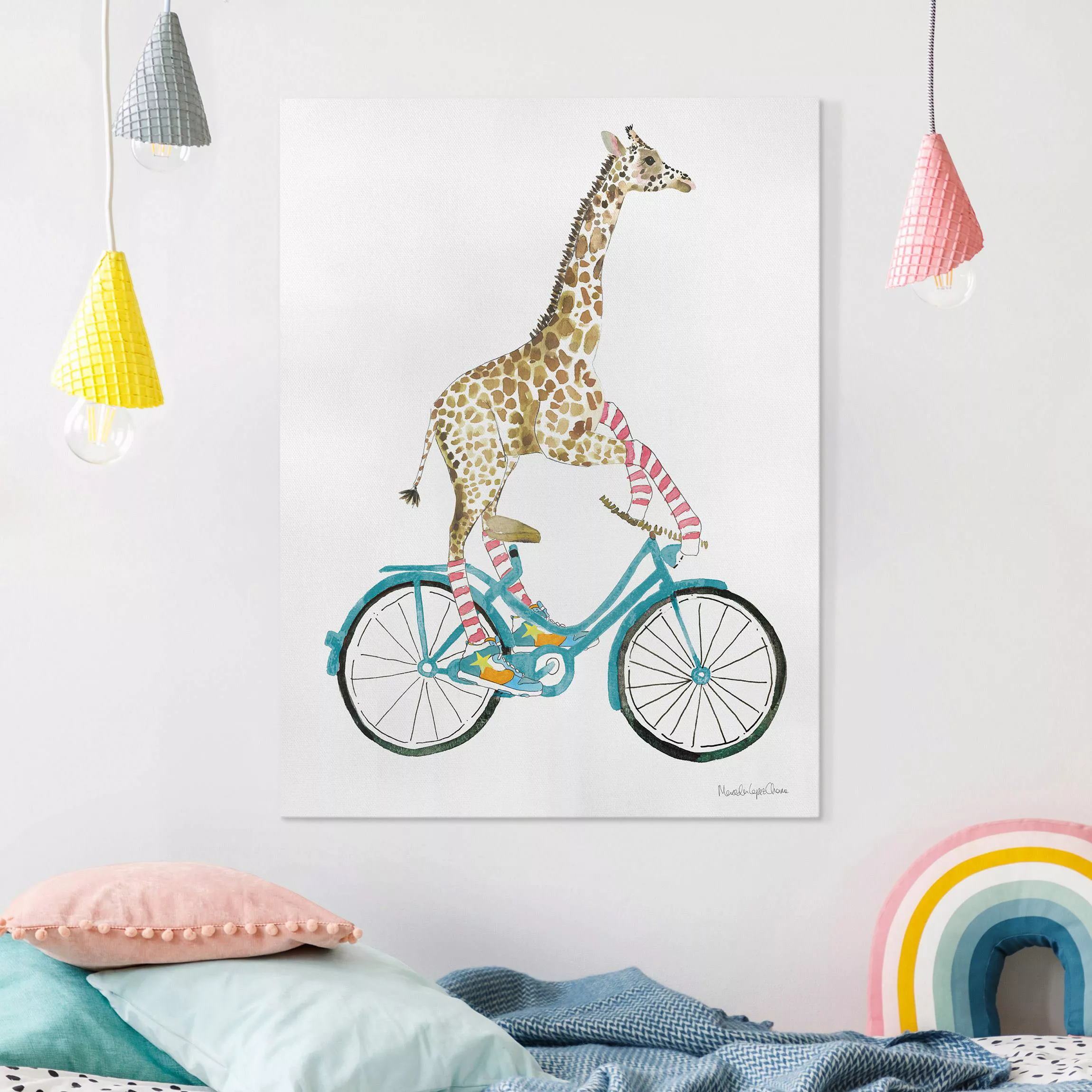 Leinwandbild Giraffe auf Freudenfahrt II günstig online kaufen