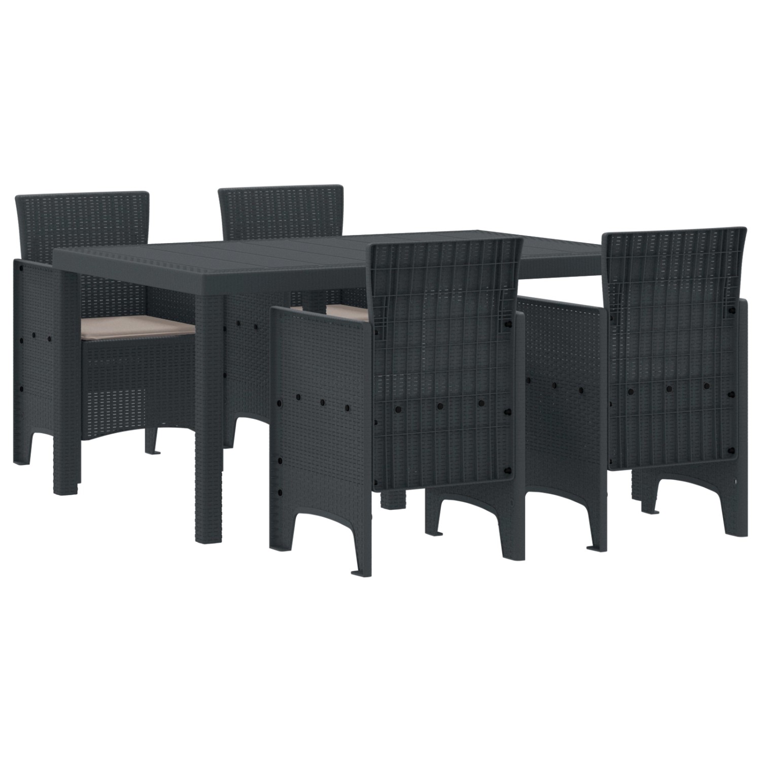 vidaXL 5-Teiliges Garten Essgruppe mit Kissen Anthrazit Poly Rattan 3378693 günstig online kaufen