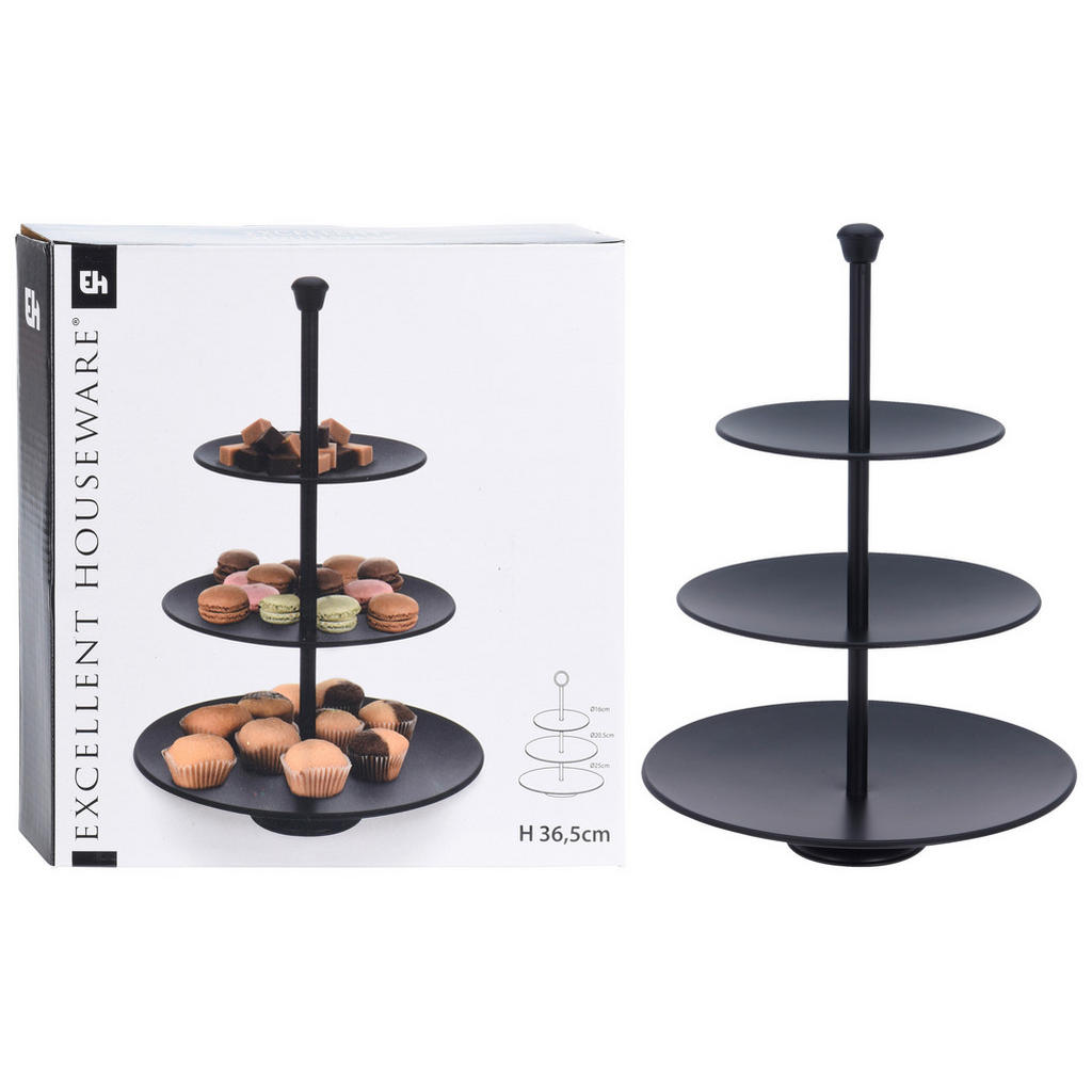 Excellent Houseware Etagere schwarz Metall H/D: ca. 36,5x25 cm günstig online kaufen