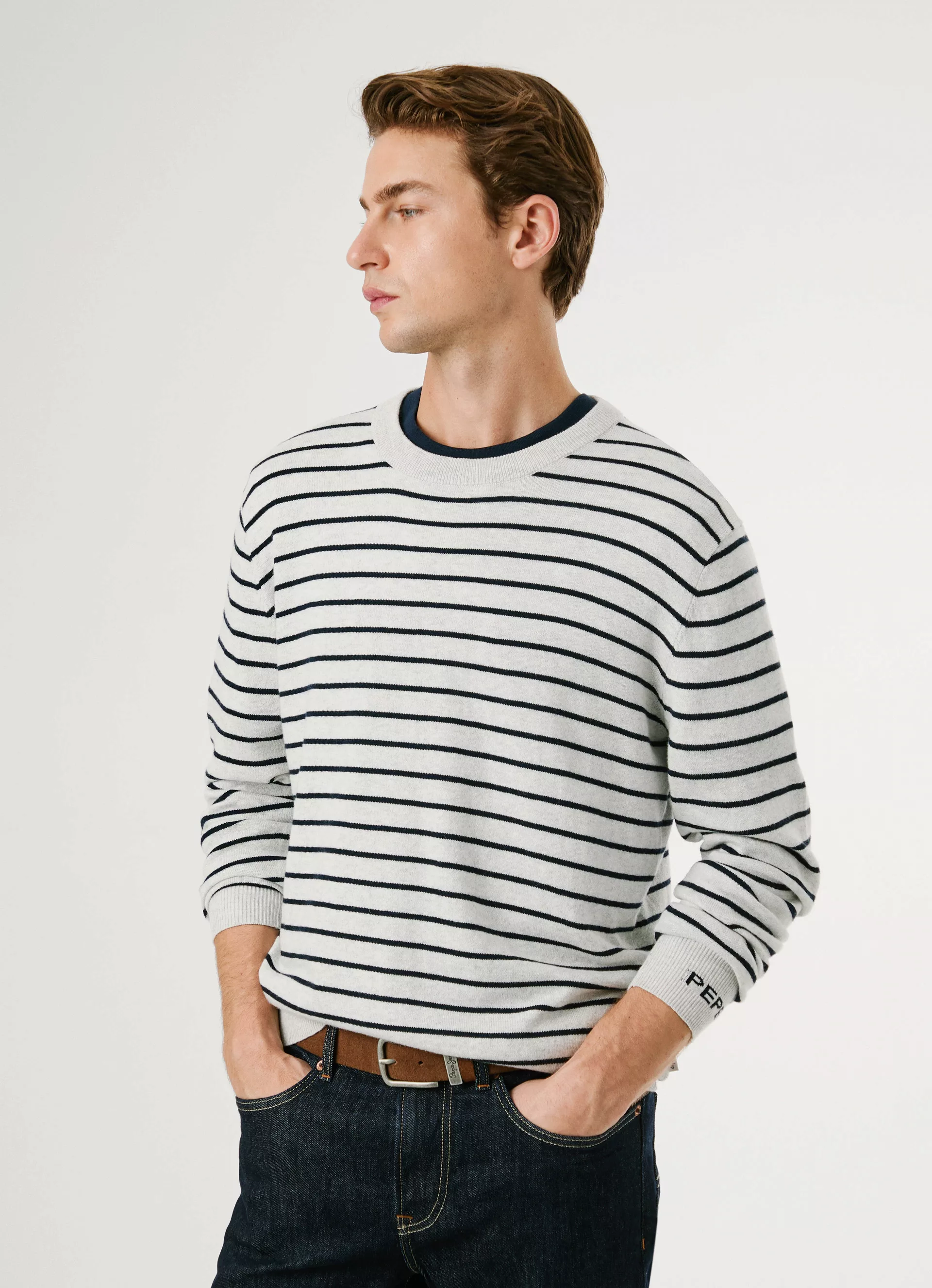 Pepe Jeans Rundhalspullover "ANDRE STRIPES", mit Kaschmir-Anteil, gestreift günstig online kaufen