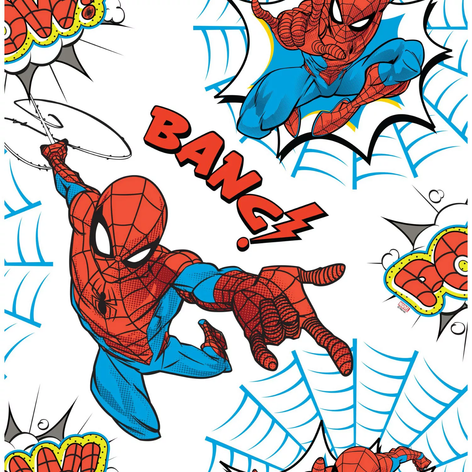 Papiertapete Marvel Spiderman Pow Blau-Weiß günstig online kaufen