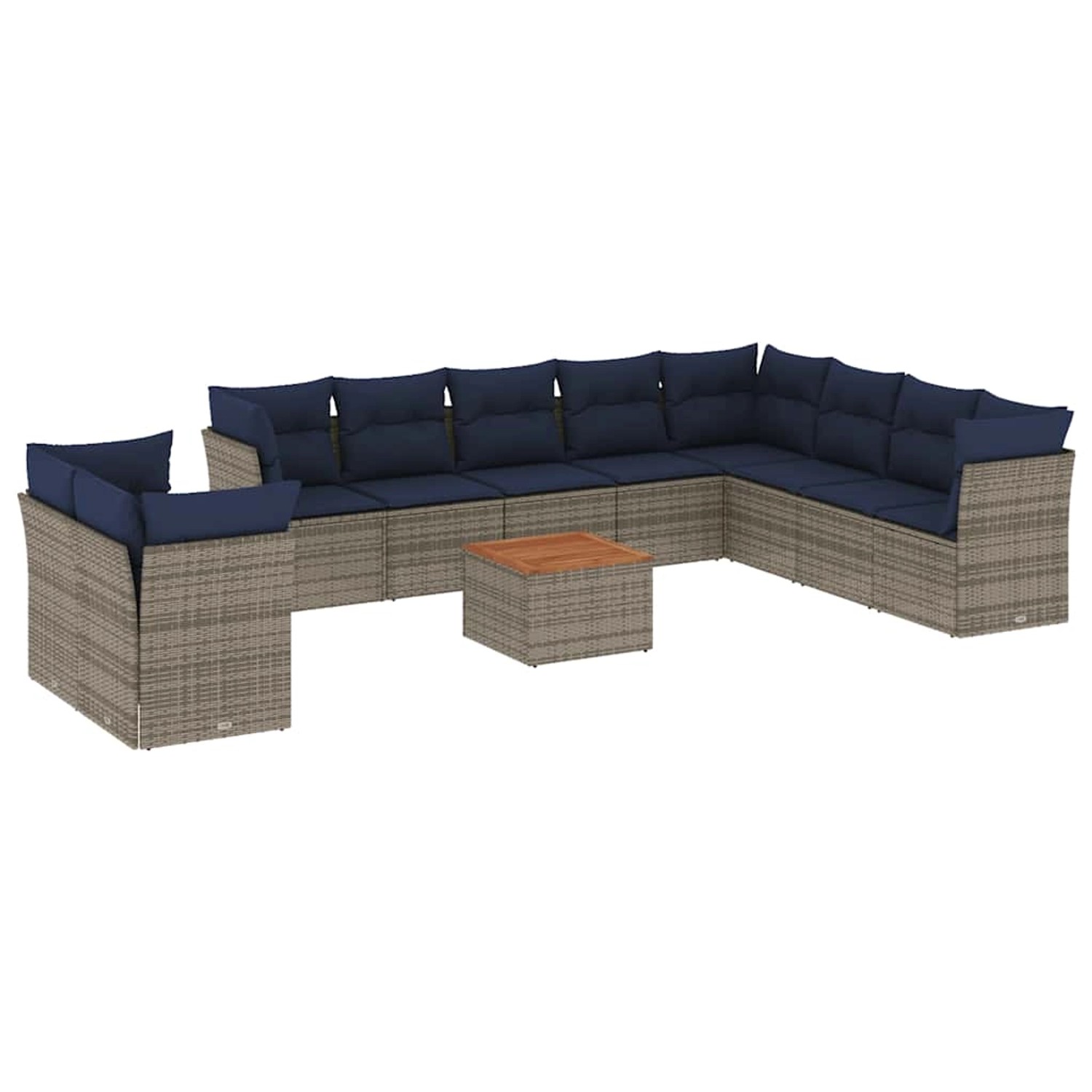 vidaXL 11-Tlg Garten-Sofagarnitur mit Kissen Grau Poly Rattan 3256054 günstig online kaufen