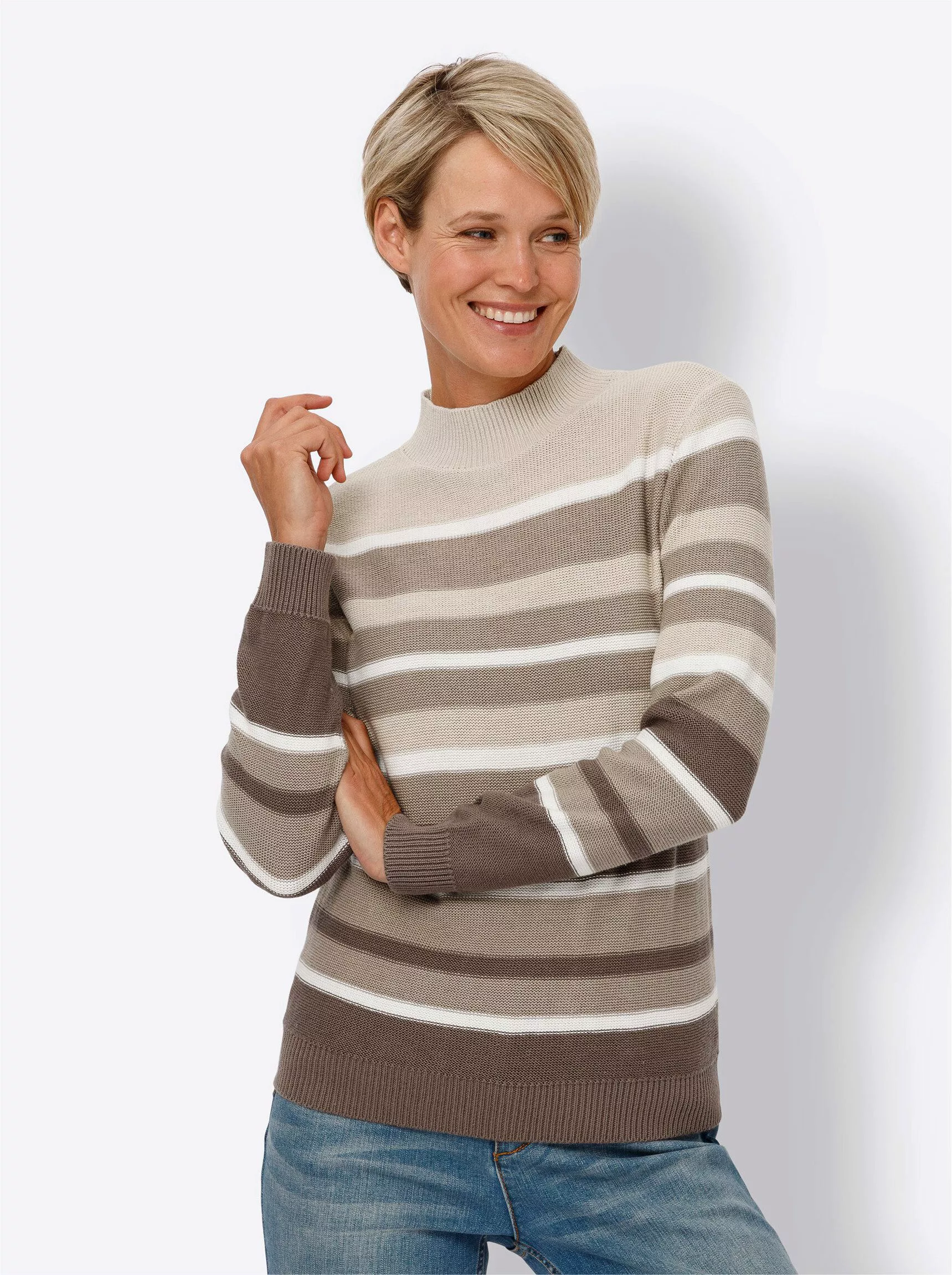 Sieh an! Strickpullover Stehkragenpullover günstig online kaufen