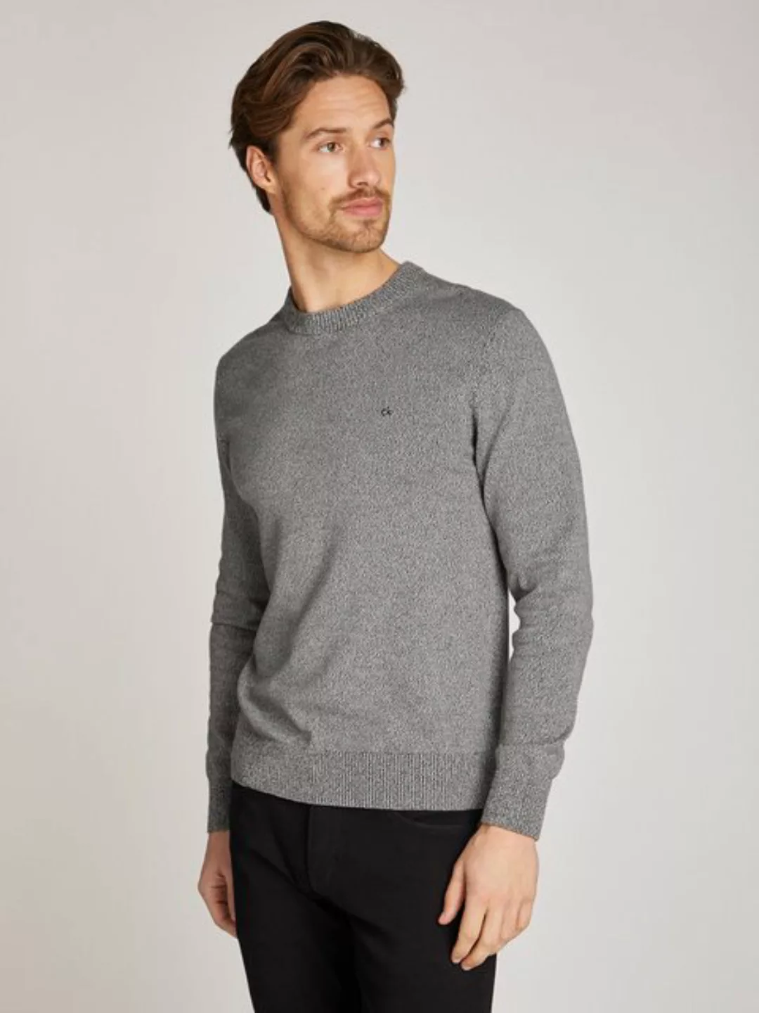 Calvin Klein Rundhalspullover "MOULINE CN SWEATER", mit Logostickerei günstig online kaufen