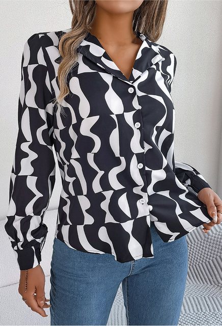 CHENIN Langarmhemd Damen Temperament Clashing Stripe Langarmhemd Casual Bus günstig online kaufen