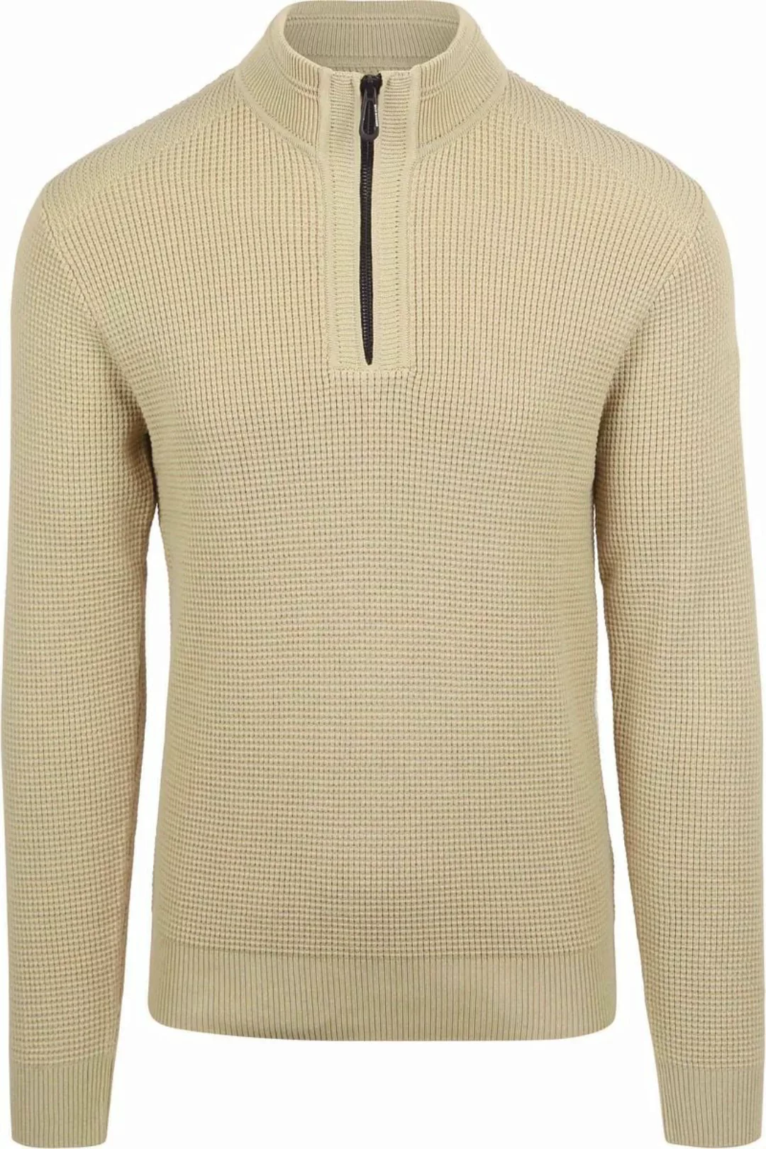 No Excess Halfzip Pullover Struktur Melange Beige - Größe M günstig online kaufen