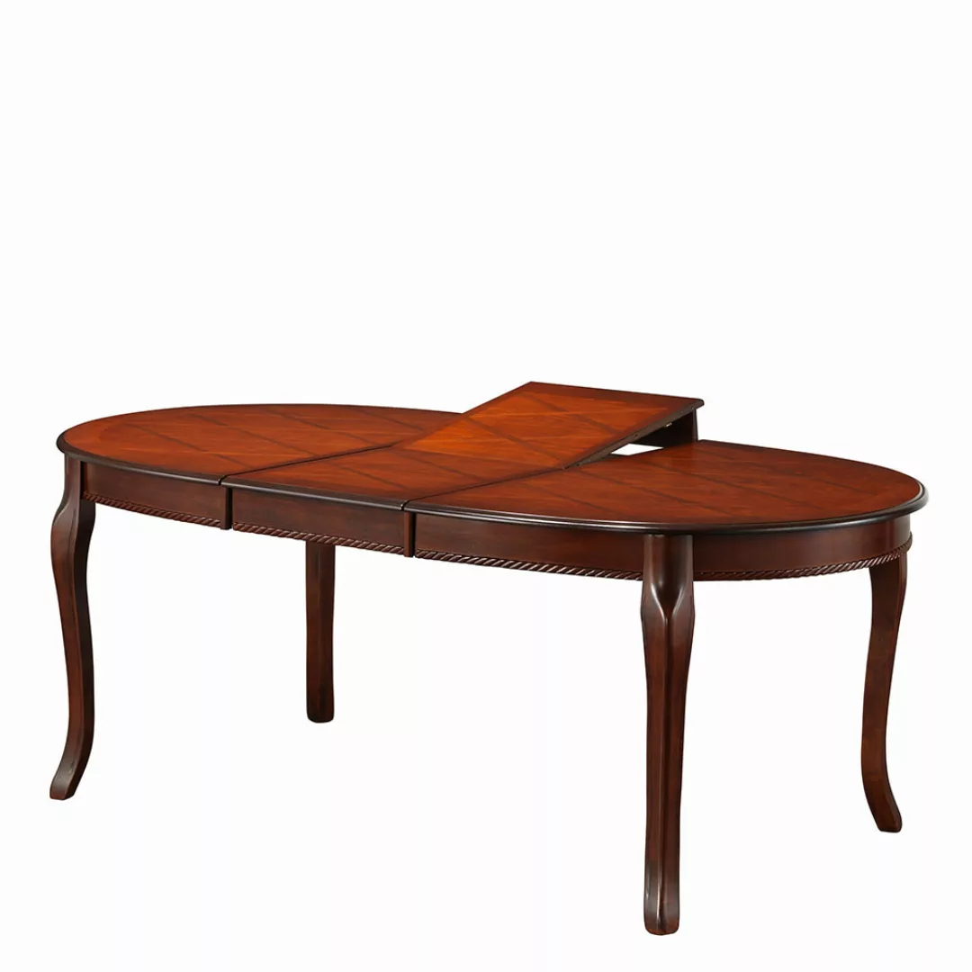 Italienische Esszimmer Sitzgruppe in Beige und Walnussfarben ovalem Tisch ( günstig online kaufen