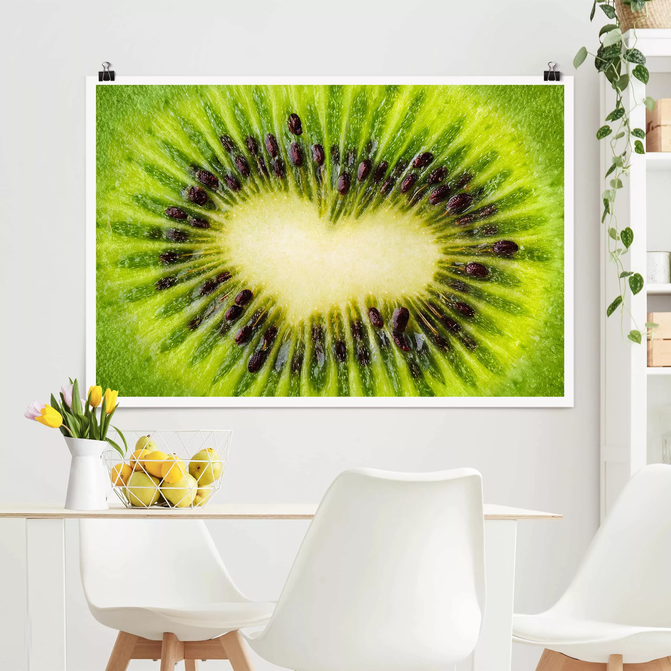 Poster Küche - Querformat Kiwi Heart günstig online kaufen