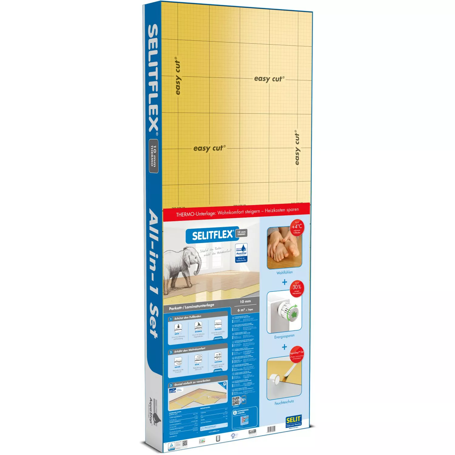 Selitflex® Thermo-Trittschalldämmung 10 mm 6 m² mit Aquastop günstig online kaufen