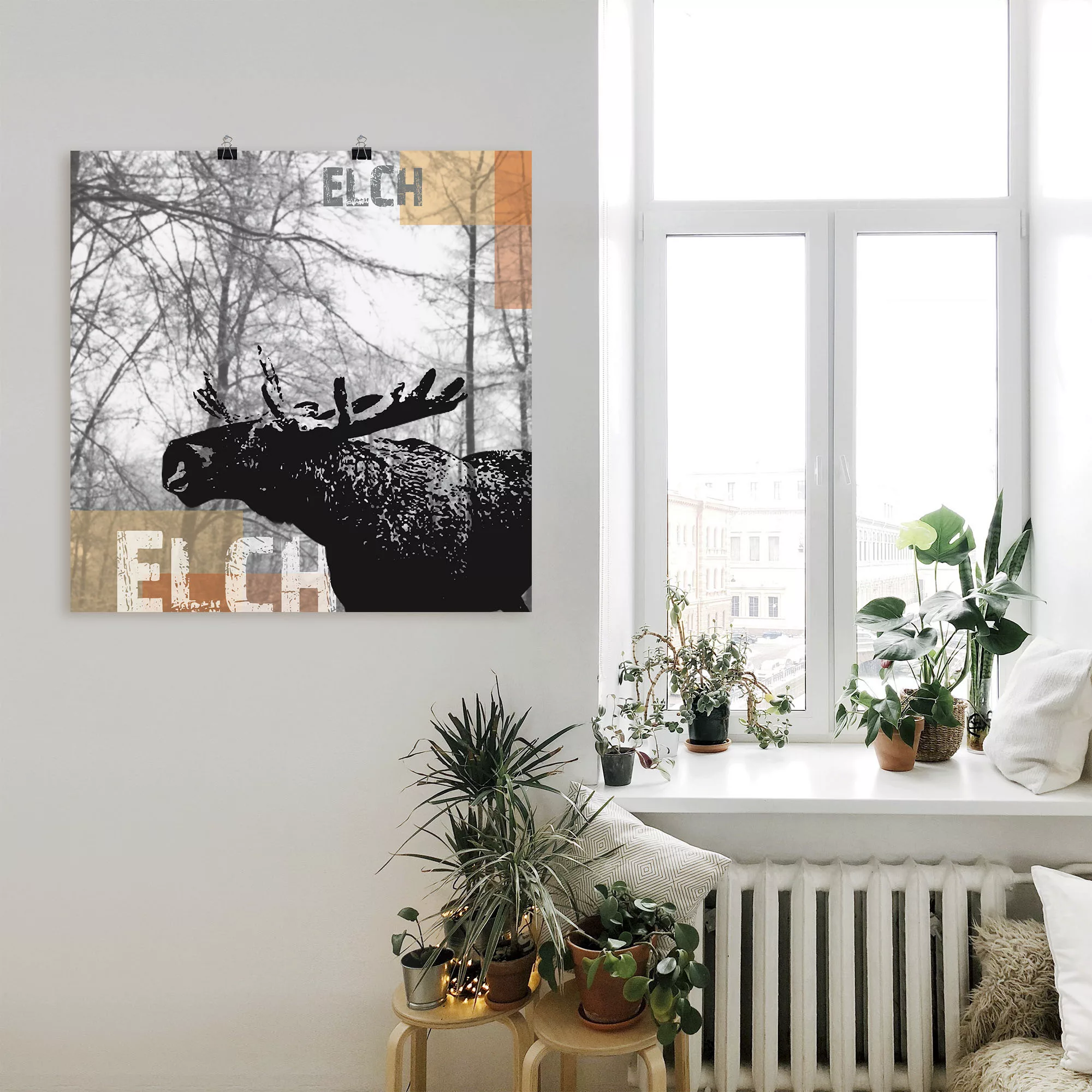 Artland Poster "Elch", Wildtiere, (1 St.), als Alubild, Leinwandbild, Wanda günstig online kaufen