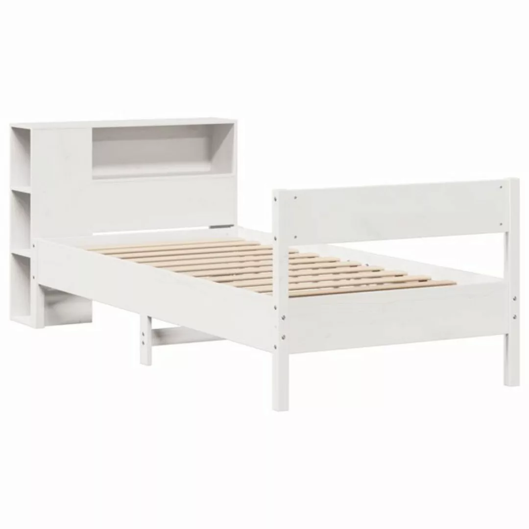 vidaXL Bett Massivholzbett mit Regal ohne Matratze Weiß 75x190 cm Kiefer günstig online kaufen