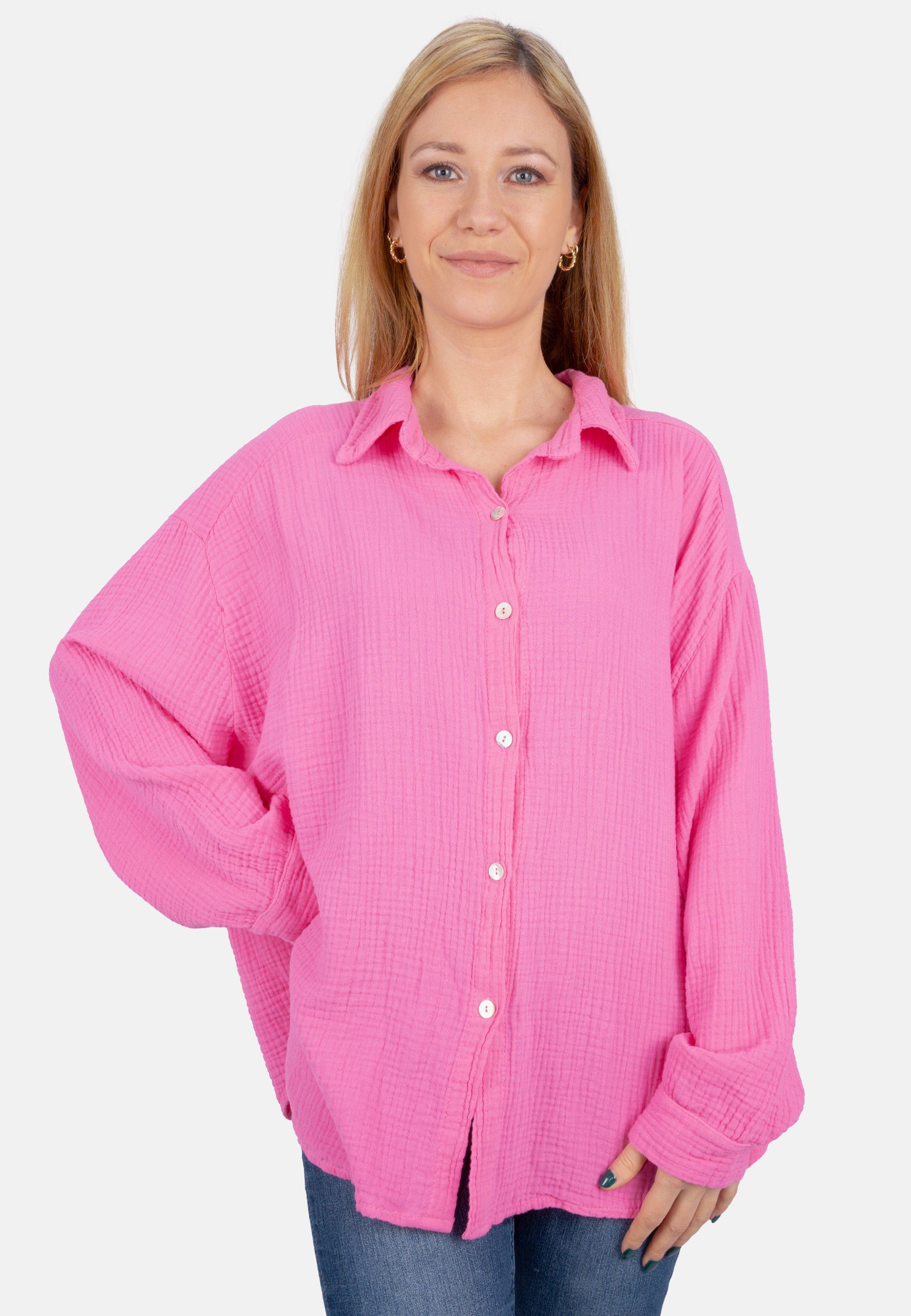 Seasons of April Hemdbluse Oversized Musselinbluse günstig online kaufen