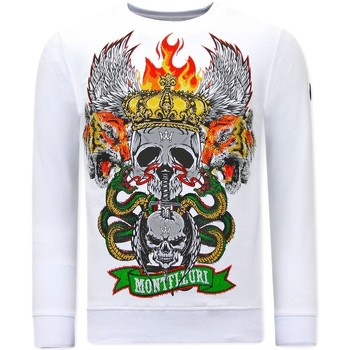 Tony Backer  Sweatshirt Heren Met Print Skull Head Wit günstig online kaufen