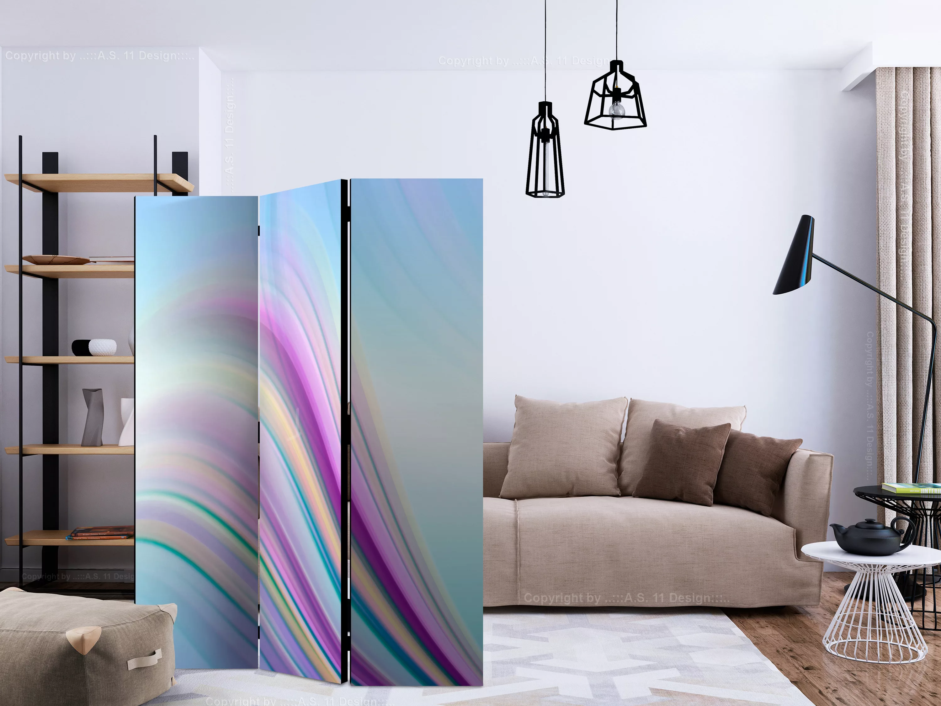 3-teiliges Paravent - Rainbow Abstract Background [room Dividers] günstig online kaufen