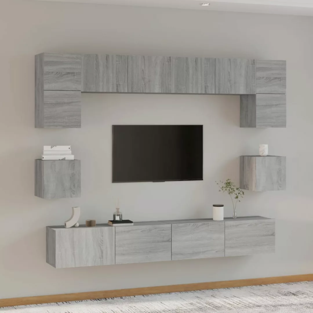 Vidaxl 8-tlg. Tv-schrank-set Grau Sonoma Holzwerkstoff günstig online kaufen