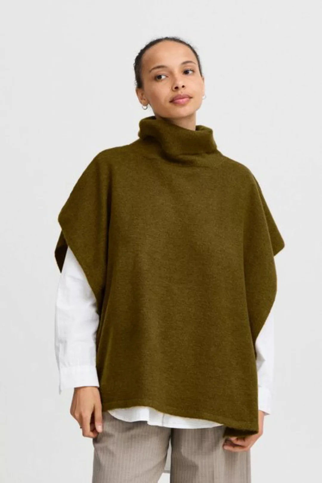 b.young Strickpullover BYVIKSI PONCHO 1 - schöner Rollkragenponcho günstig online kaufen