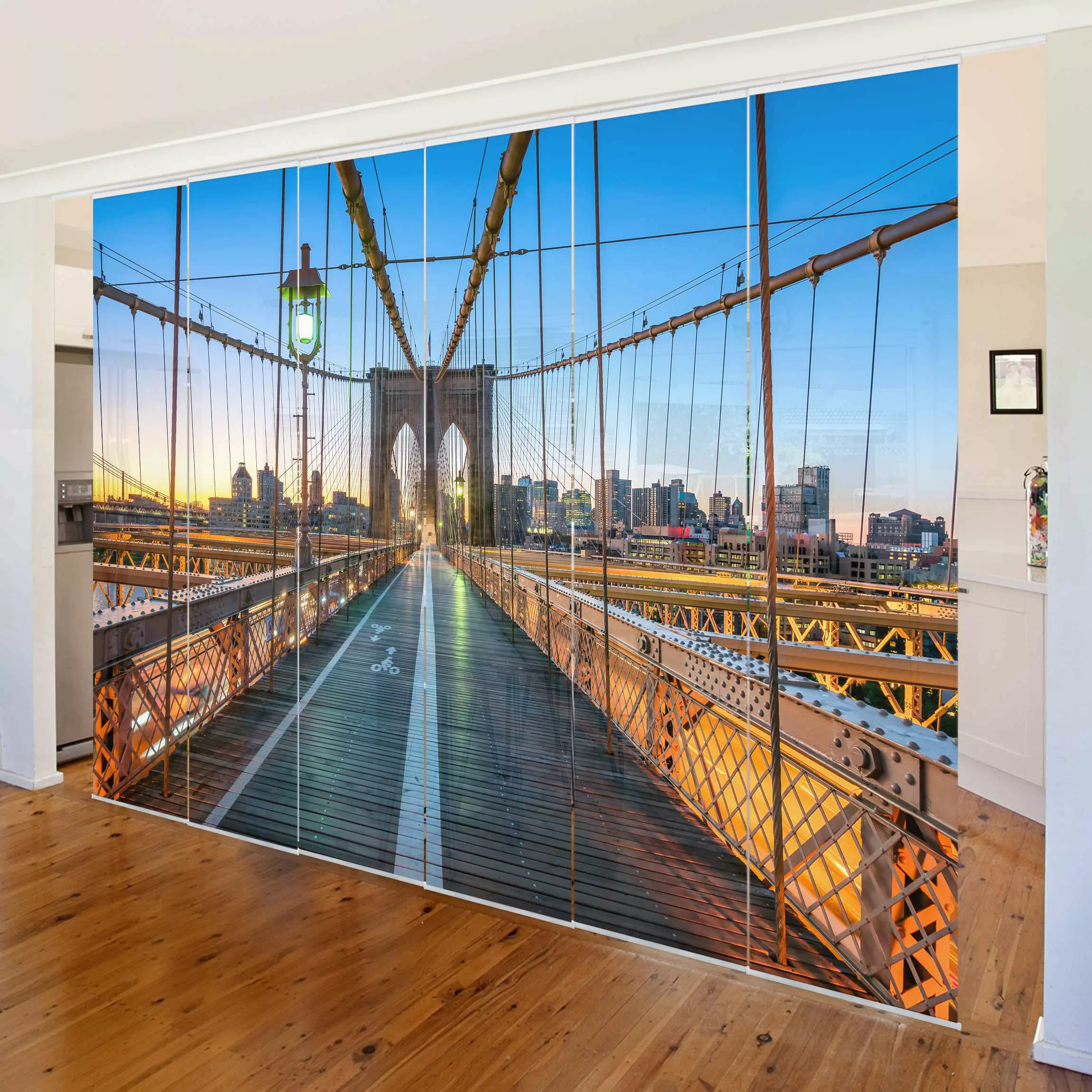 Schiebegardine Morgenblick von der Brooklyn Bridge günstig online kaufen