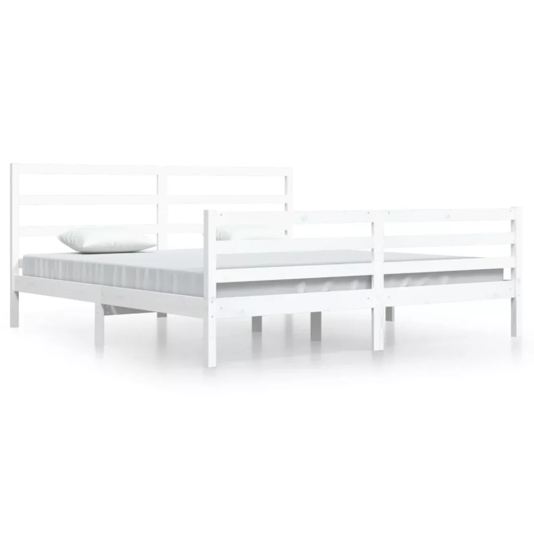 vidaXL Bettgestell Massivholzbett Weiß Kiefer 200x200 cm Bett Bettgestell D günstig online kaufen