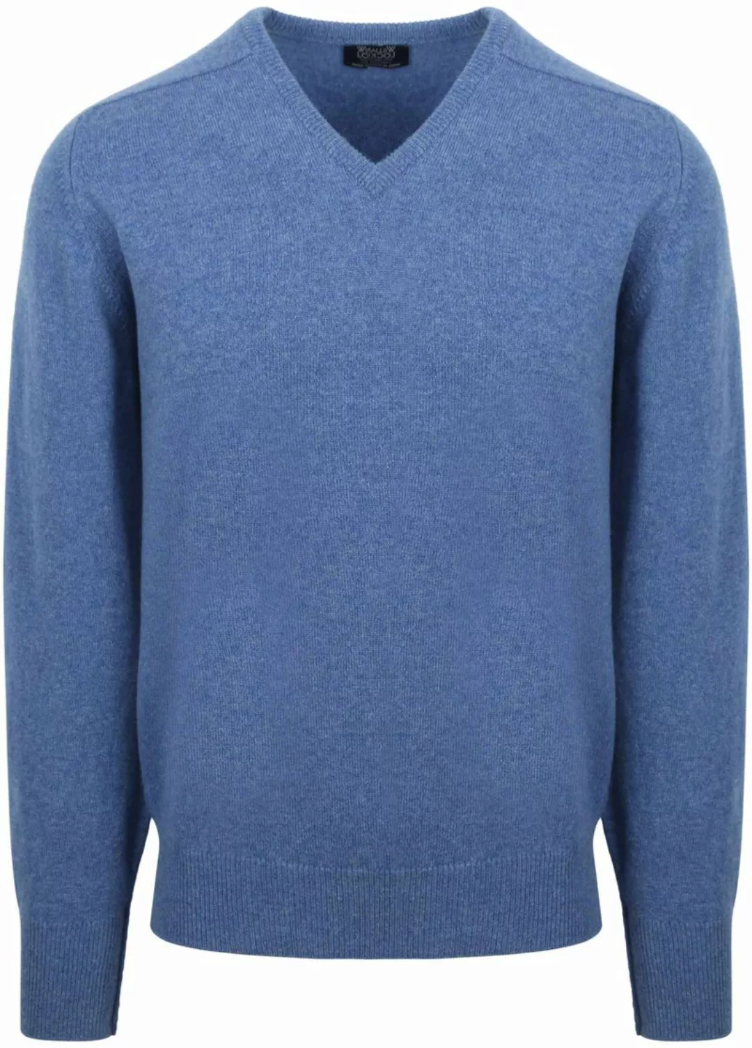 William Lockie V-Auschnitt Pullover Lamwolle Clyde Blau - Größe XXL günstig online kaufen