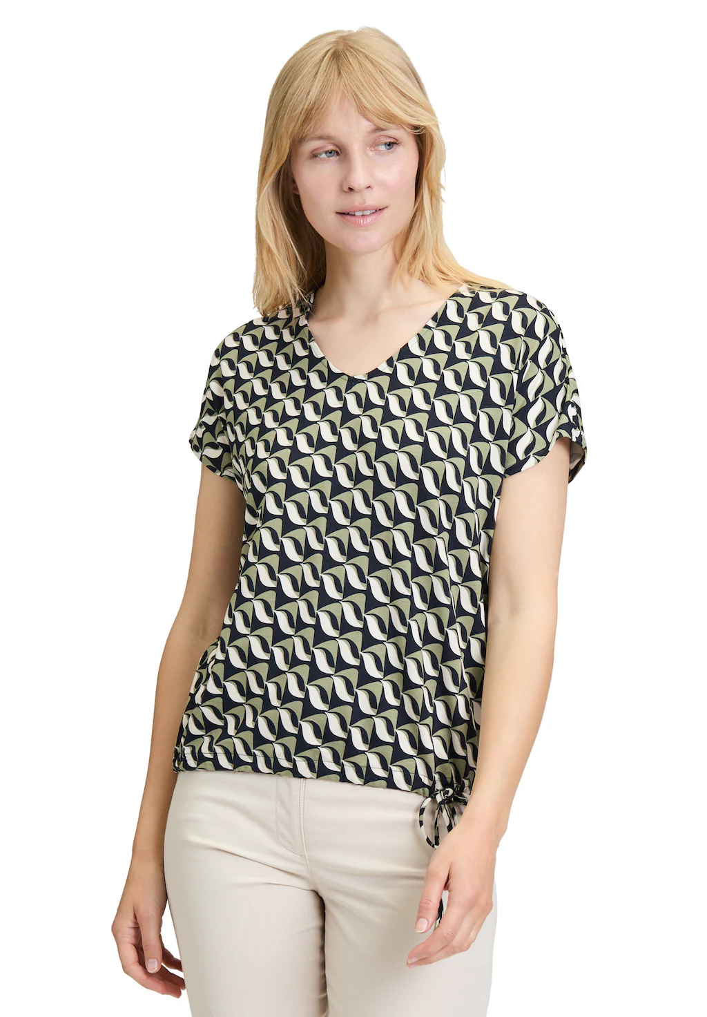 Betty Barclay Kurzarmshirt "Betty Barclay Damen Printshirt mit V-Ausschnitt günstig online kaufen