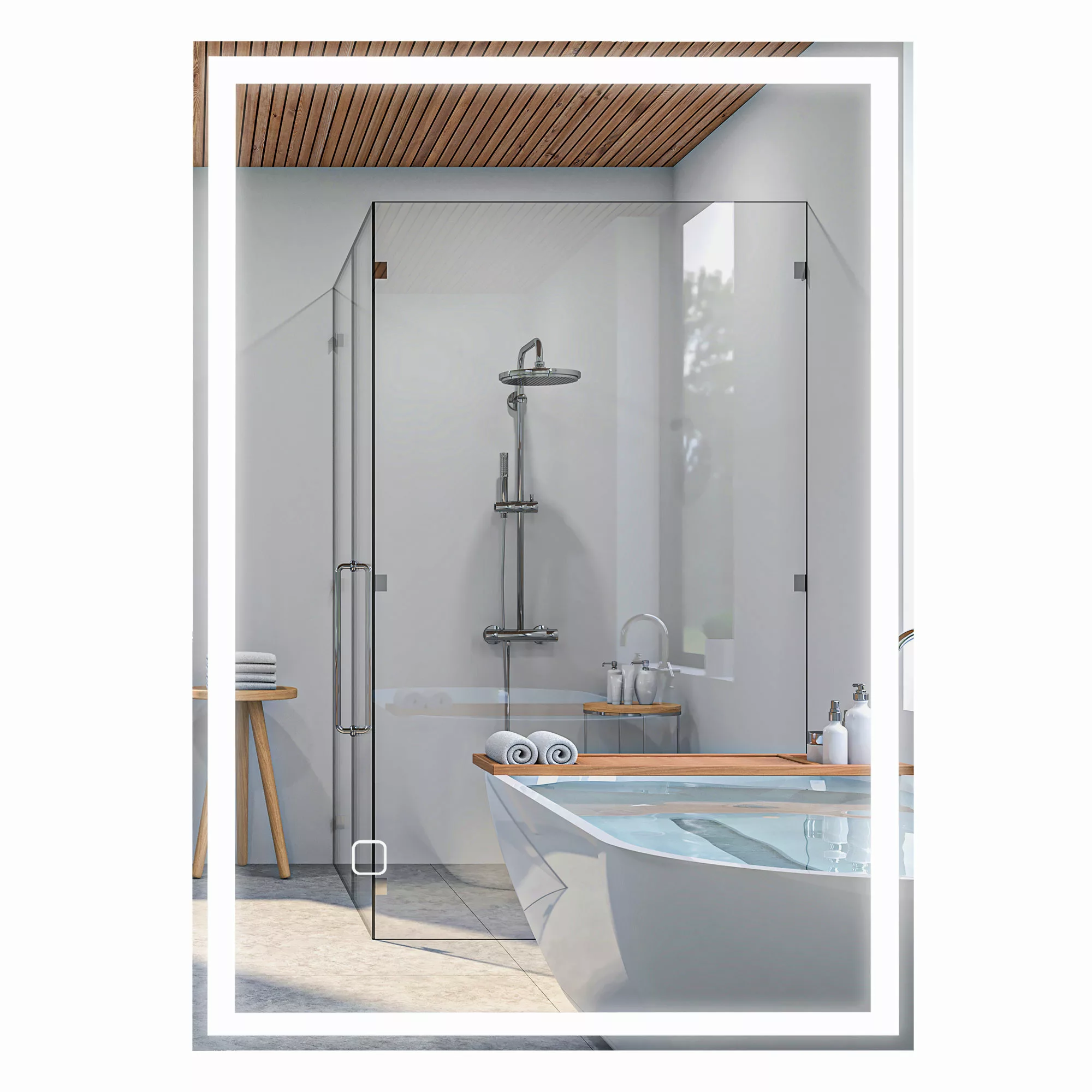 HOMCOM Badspiegel, Badezimmerspiegel mit LED-Leuchte, 80 x 60 cm Wandspiege günstig online kaufen
