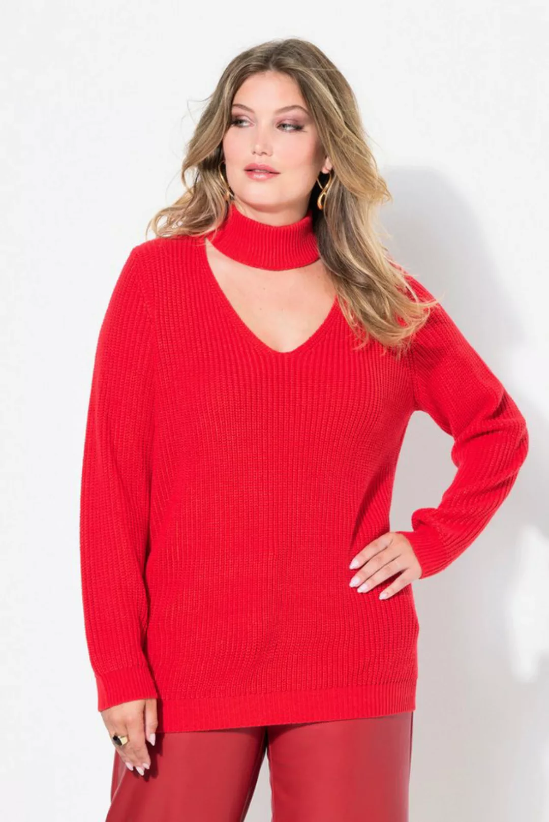 MIAMODA Strickpullover Pullover Regular Fit V-Ausschnitt mit Choker günstig online kaufen