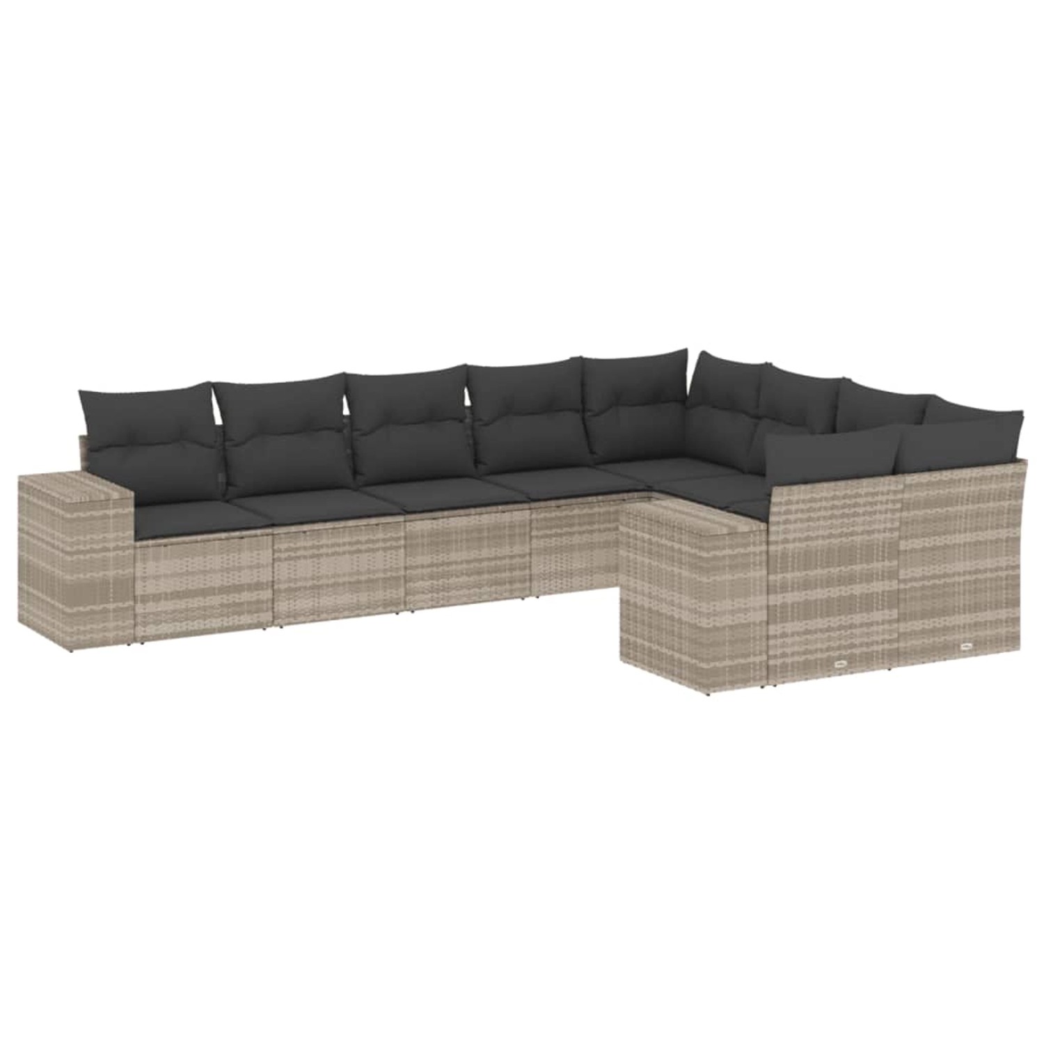 vidaXL 9-Tlg Garten-Sofagarnitur mit Kissen Hellgrau Poly Rattan 3255379 günstig online kaufen