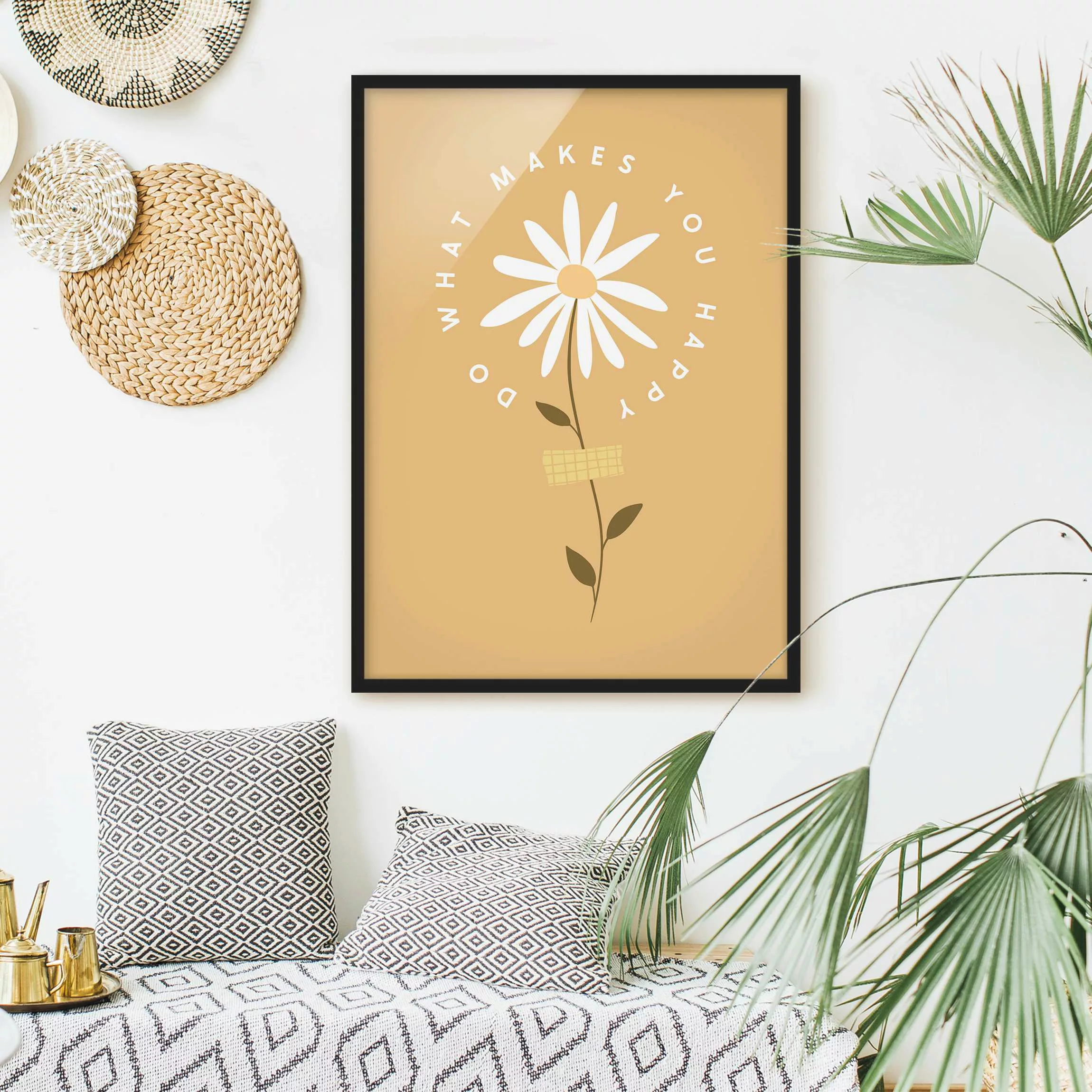 Bild mit Rahmen Do what makes you happy with Flower günstig online kaufen