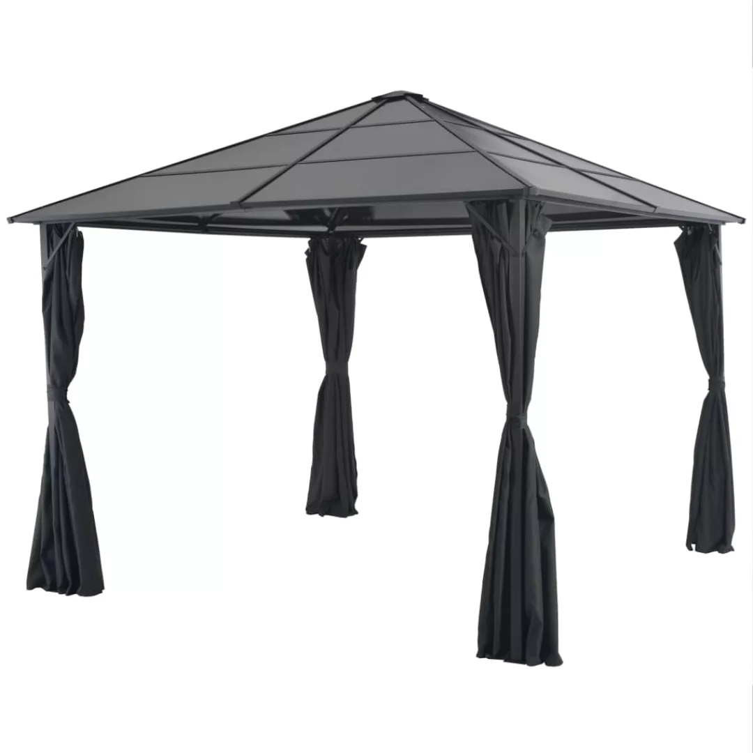 Gartenpavillon Mit Vorhang Aluminium 3×3 M Schwarz günstig online kaufen