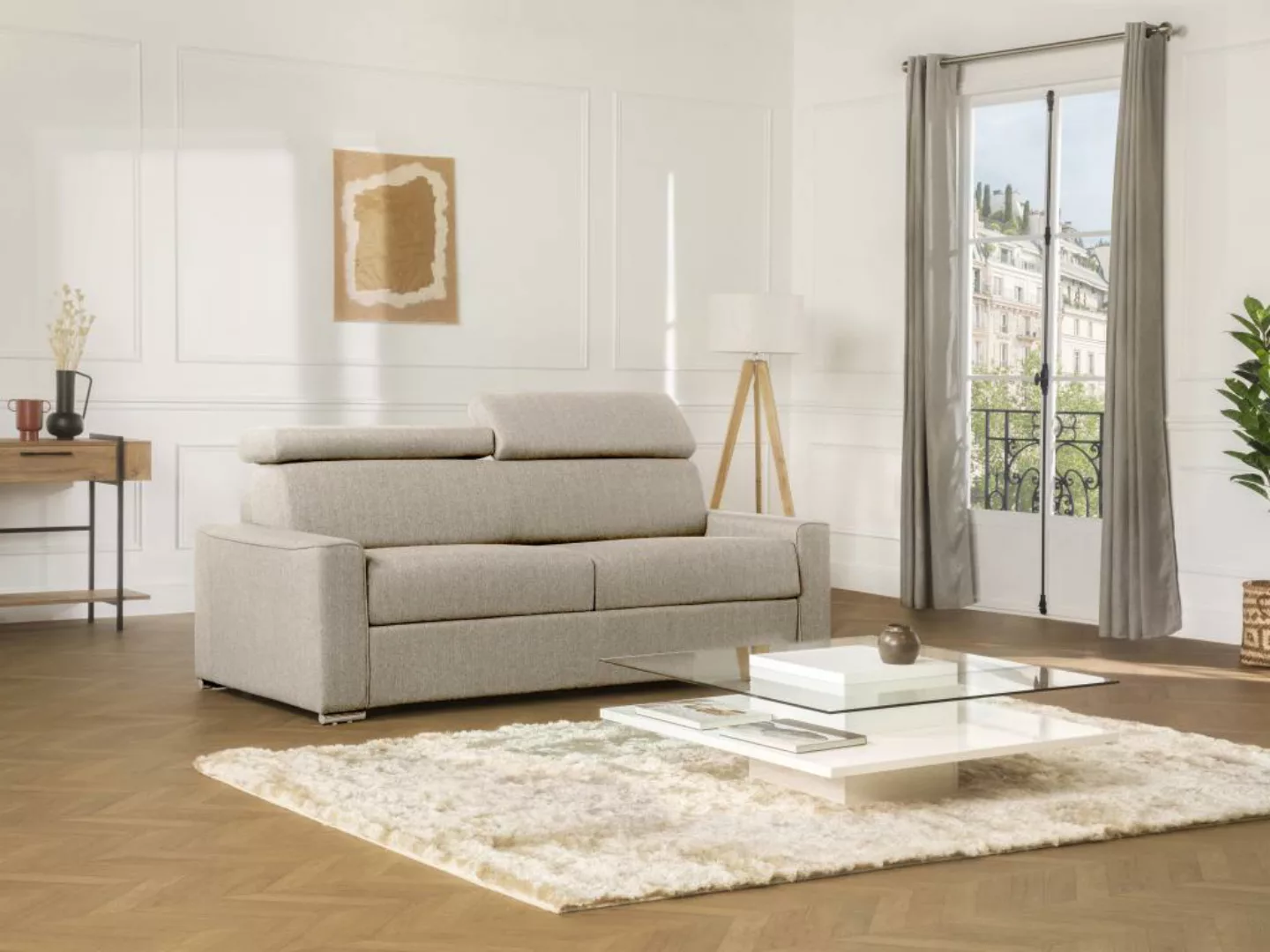 Schlafsofa 4-Sitzer - Liegefläche mit Lattenrost: 160 cm - Matratzenhöhe: 1 günstig online kaufen