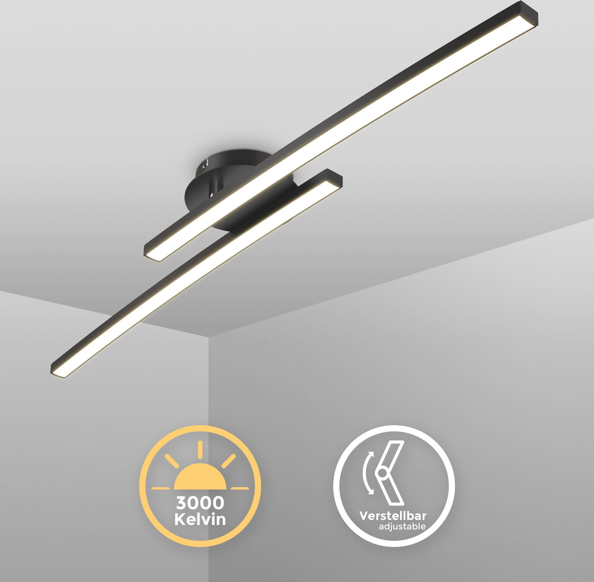 B.K.Licht Deckenleuchte moderne LED Deckenlampe 2-flammig günstig online kaufen