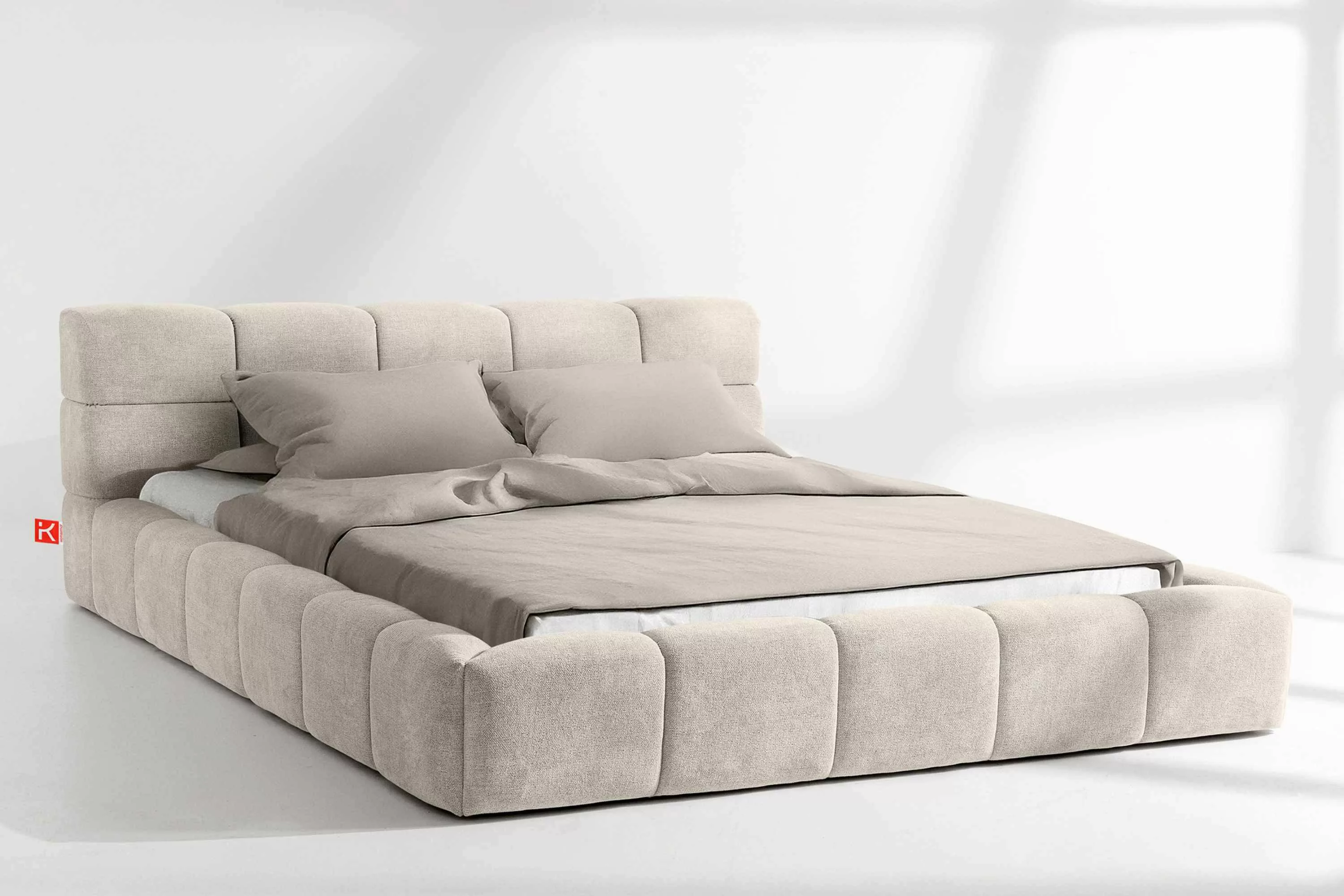 KONSIMO® Polsterbett Doppelbett AERI mit Stauraum, günstig online kaufen