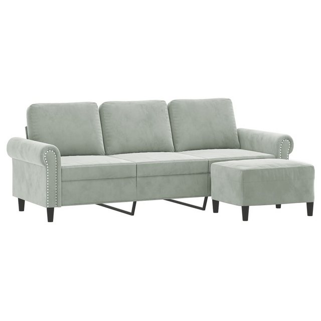 vidaXL Sofa 3-Sitzer-Sofa mit Hocker 180 cm Samt, Hellgrau günstig online kaufen