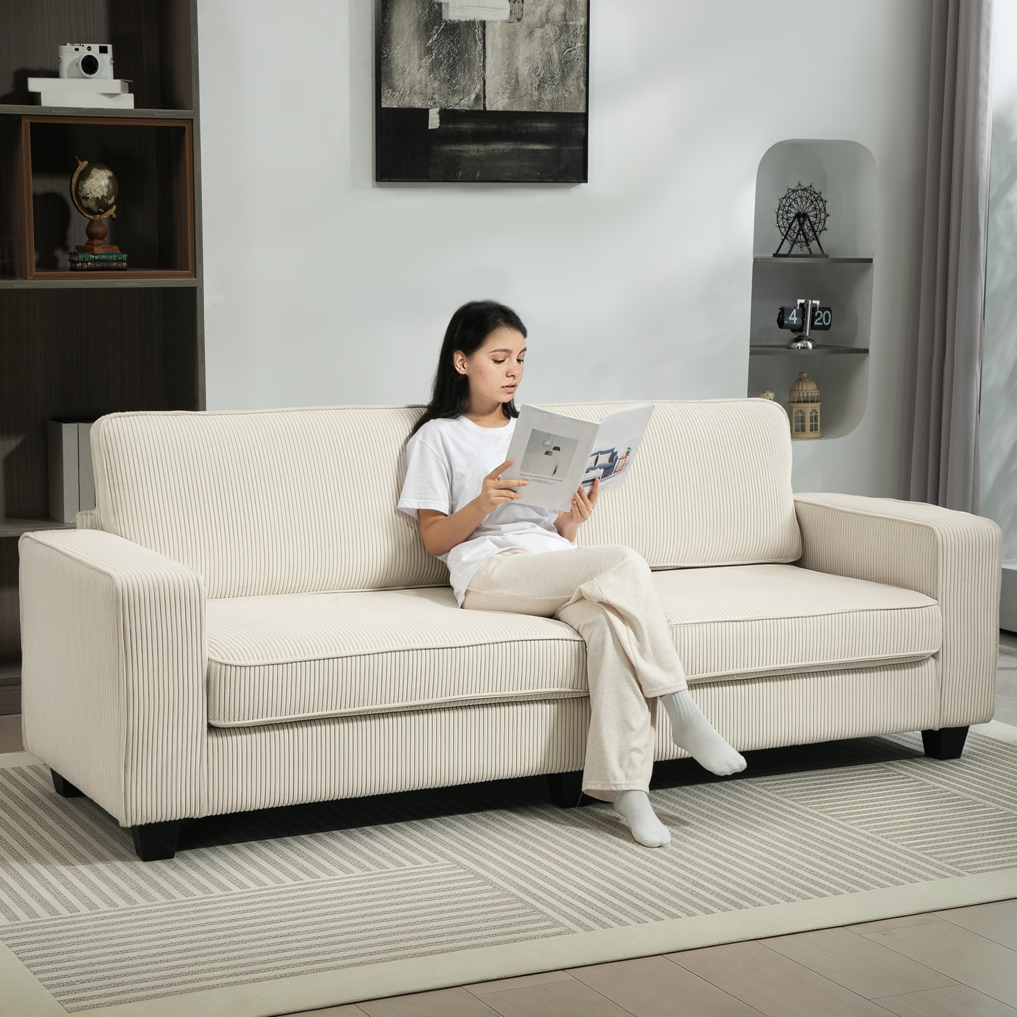 HOMCOM 3-Sitzer Sofa, Couch mit Armlehnen, Rückenkissen, Wohnzimmersofa mit günstig online kaufen