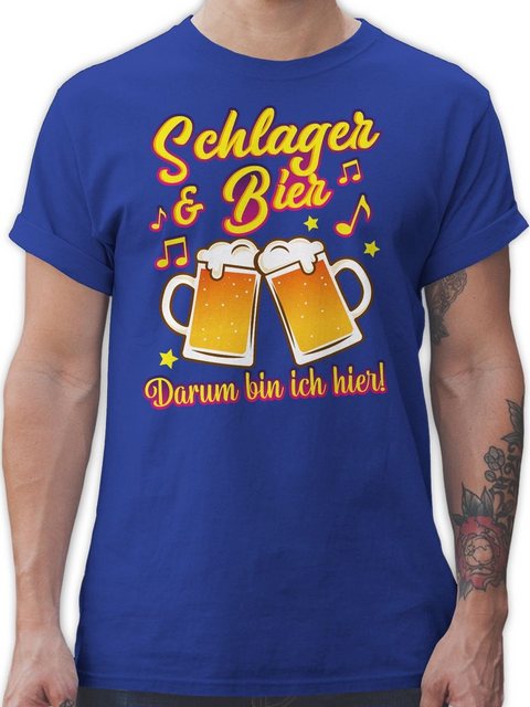 Shirtracer T-Shirt Schlager & Bier darum bin ich hier! Schlager Party Outfi günstig online kaufen