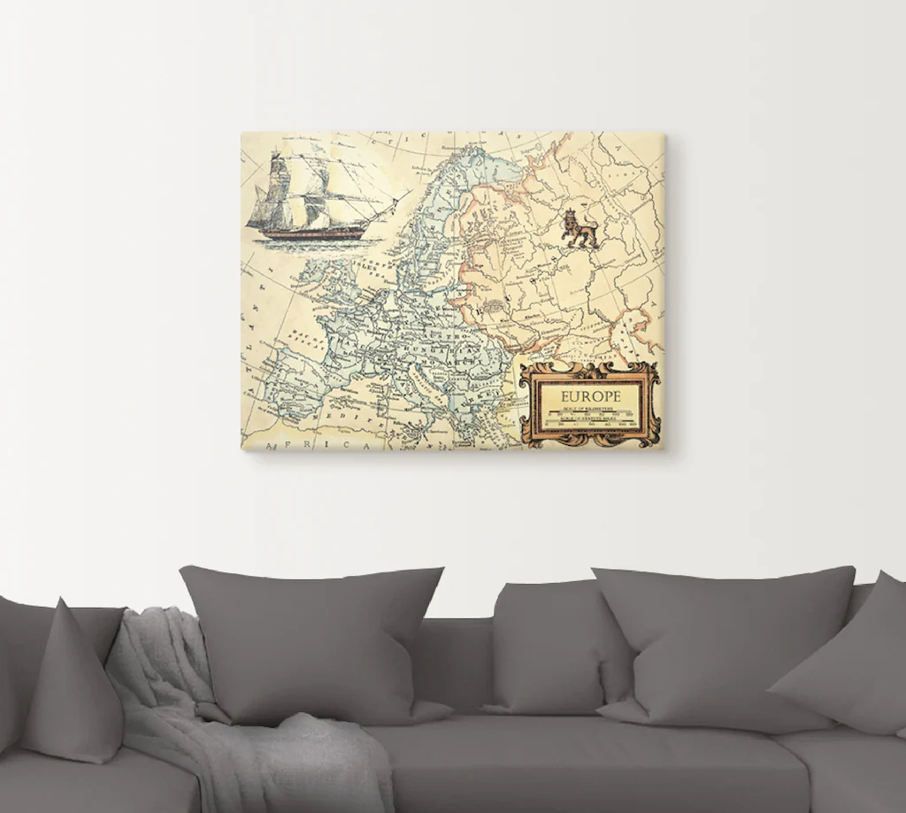 Artland Wandbild "Europakarte", Landkarten, (1 St.), als Leinwandbild, Post günstig online kaufen