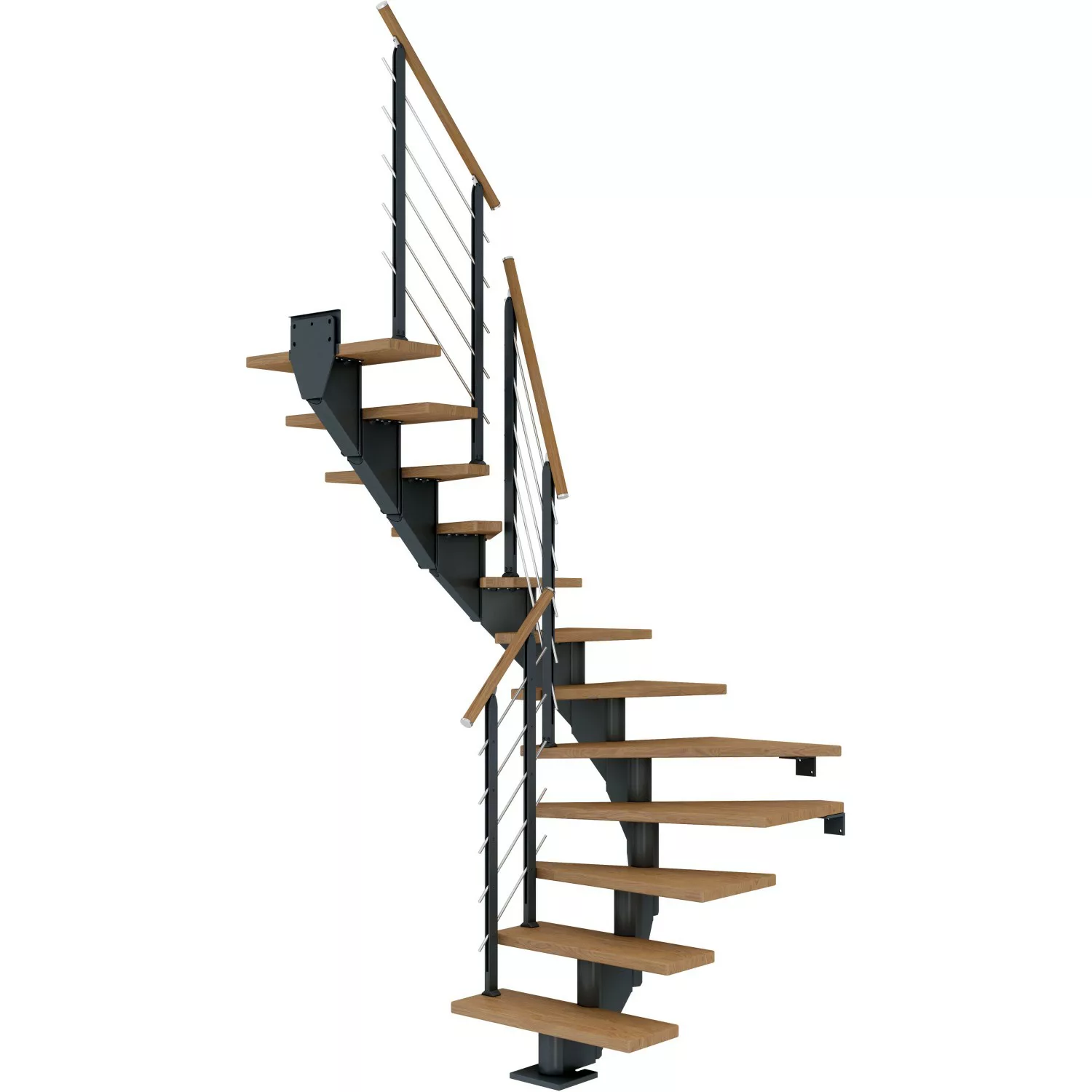 Dolle Mittelholmtreppe Hamburg Eiche Anthrazit GH bis 322 cm 1/2 Gewendelt günstig online kaufen