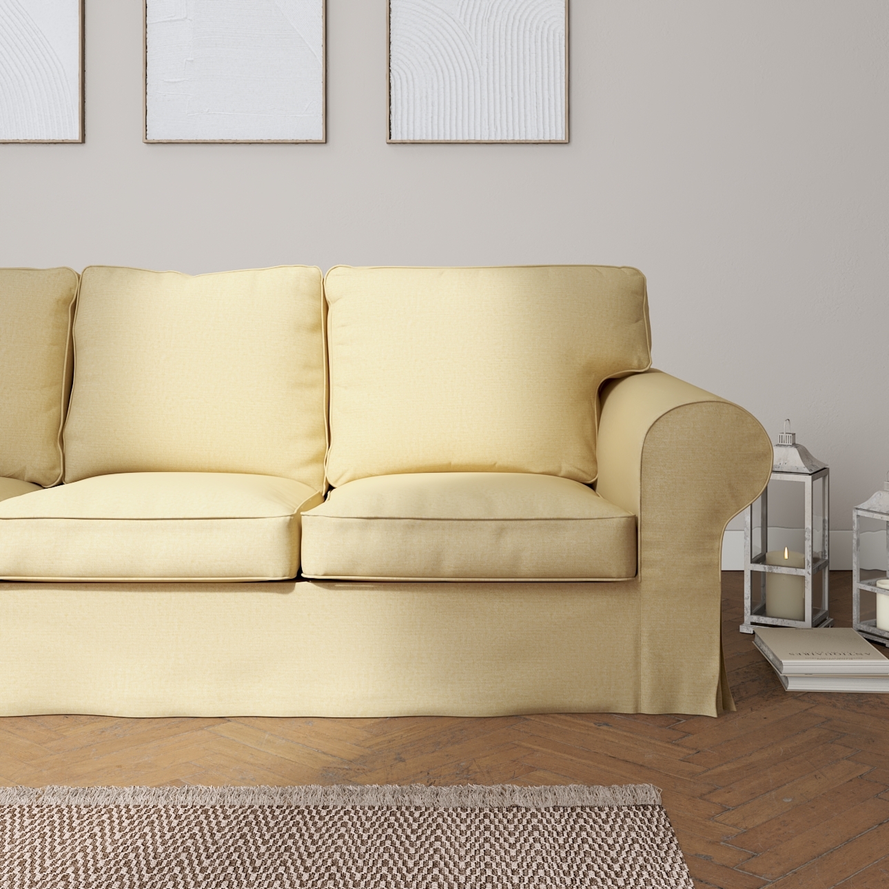 Bezug für Ektorp 3-Sitzer Sofa nicht ausklappbar, vanille, Sofabezug für Ek günstig online kaufen