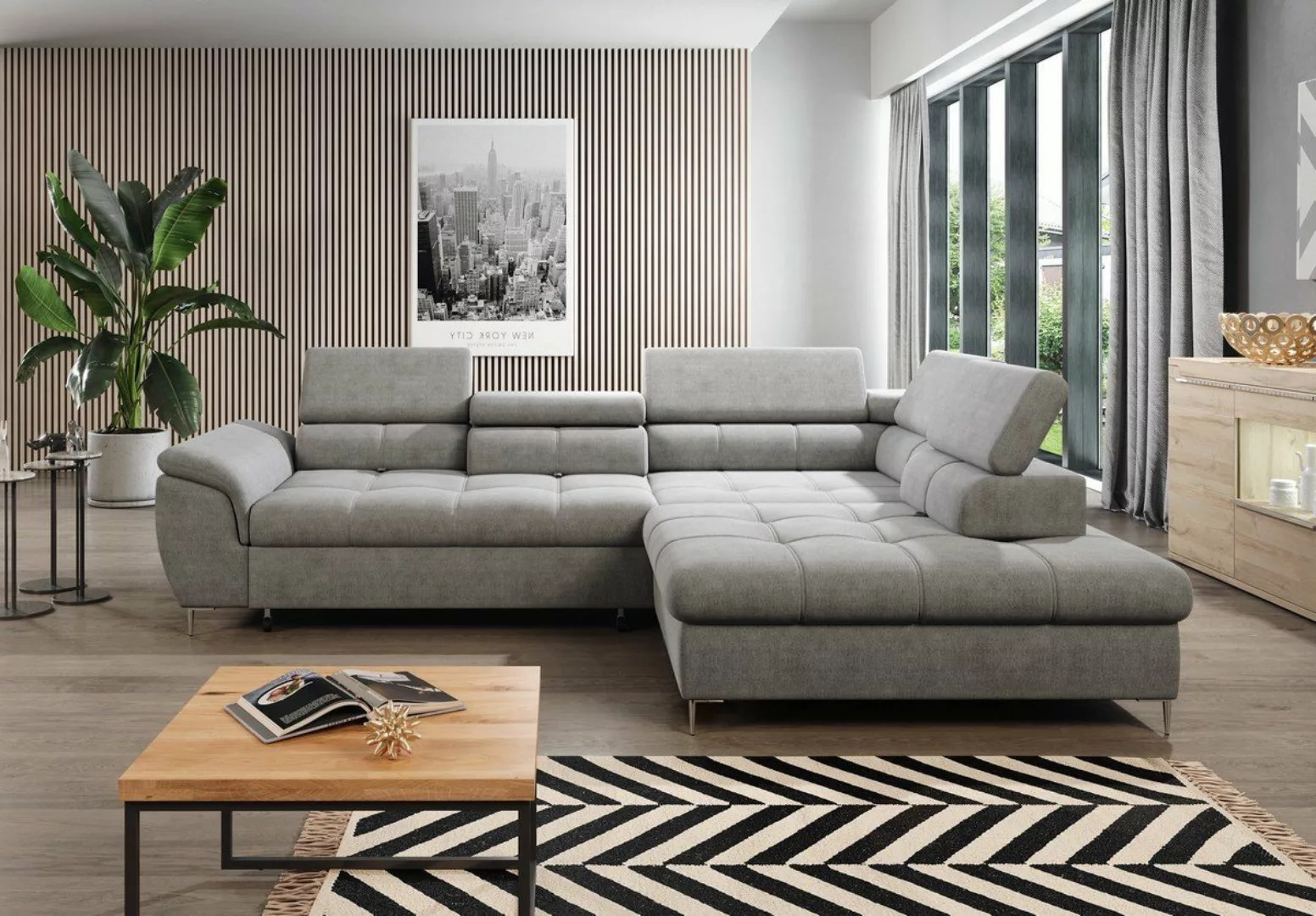 Sofa Dreams Ecksofa Empona L Form grau, mit Bettkasten, Stauraum, Rückenleh günstig online kaufen